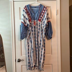 Dodo Bar Or long sleeve check caftan dress size small